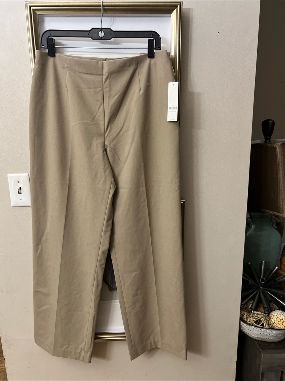 NWT Coldwater Creek HIGH WASTED Beige Straight-Leg CLASSIC FIT Dress Pants 12